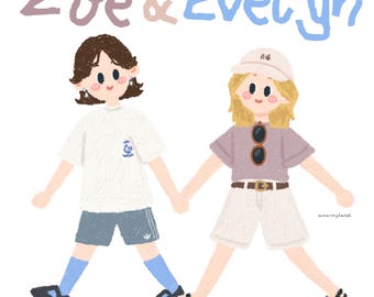 Custom Couple Portrait From Photo, Personalised Illustration, Doodle Style, Valentine's Gift, Digital Download