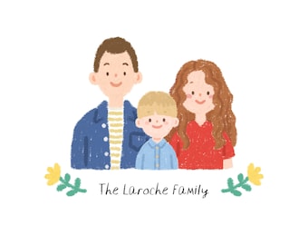 Custom Family Portrait, Valentine's Gift, Anniversary Gift (Digital File)