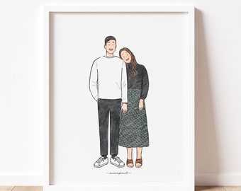 personalised couple portrait, valentine gifts for her, digital files, custom art commission, mothers day gifts, anniversary gift