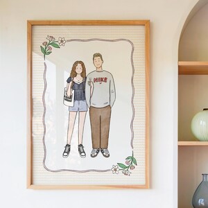 Couple characters custom portrait, valentine gifts for her, digital files, custom art commission, mothers day gifts, anniversary gift