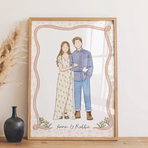 Couple characters custom portrait, valentine gifts for her, digital files, custom art commission, mothers day gifts, anniversary gift