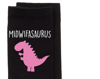 Midwife Socks Midwifasaurus Socks Ladies Black Socks Mothers Day Present Birthday Christmas