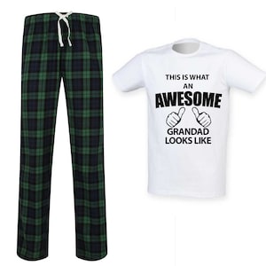 Grandad Tartan Pajamas Awesome Grandad PJ&#39;s Pyjamas Fathers Day Tartan