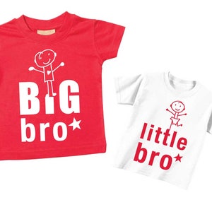 Brothers Tshirts Big Bro Little Bro Red T Shirt Set Available in Sizes from 0-6 Months