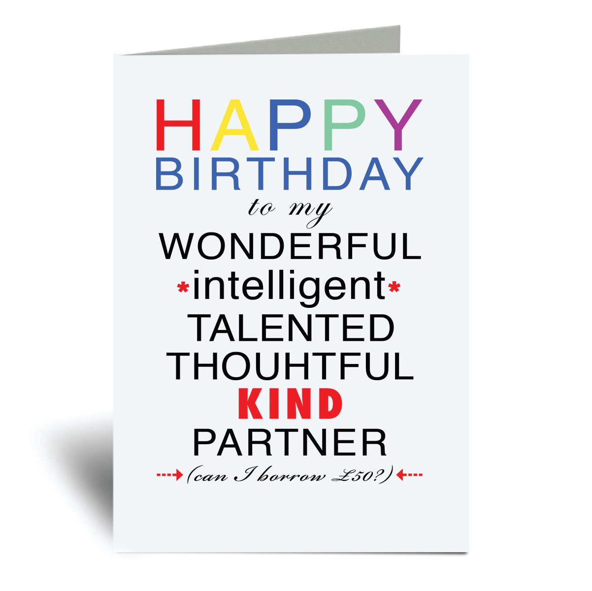 Partner Birthday Card Happy Birthday Partner Funny Greeting Etsy