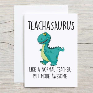 Carte de voeux dinosaure pour enseignants | Anniversaire de Teachasaurus et carte de fête des pères | Conception mignonne de dinosaure