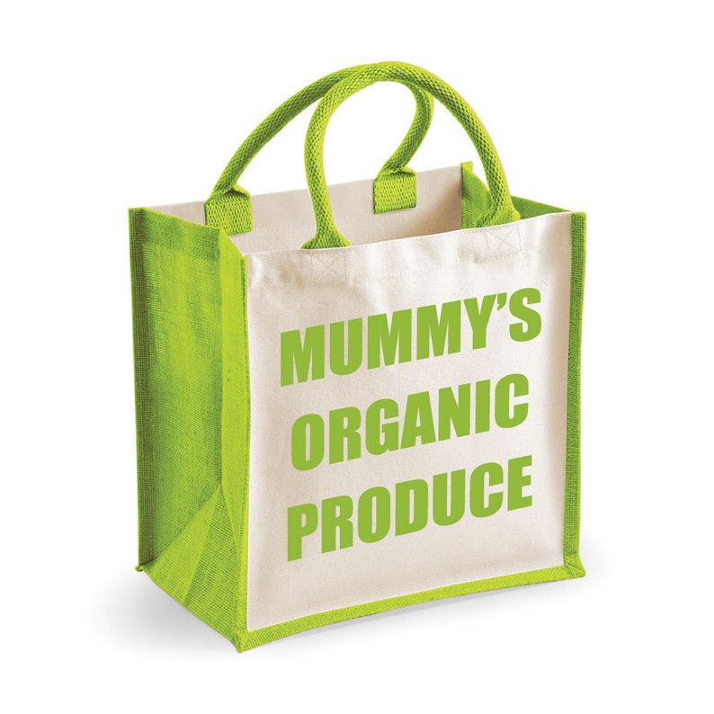 Organic Bag Shopping Bag Mummy/'s Organic Produce Medium Jute Bag Reusable Black Shopper