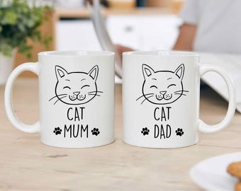 tassen Set für Katzenliebhaber - Niedliches Katzen Mama & Papa Tassen Set - Einzigartige Kaffeetassen für Katzenpaare - Bezaubernder Haustier Liebhaber Geschenk
