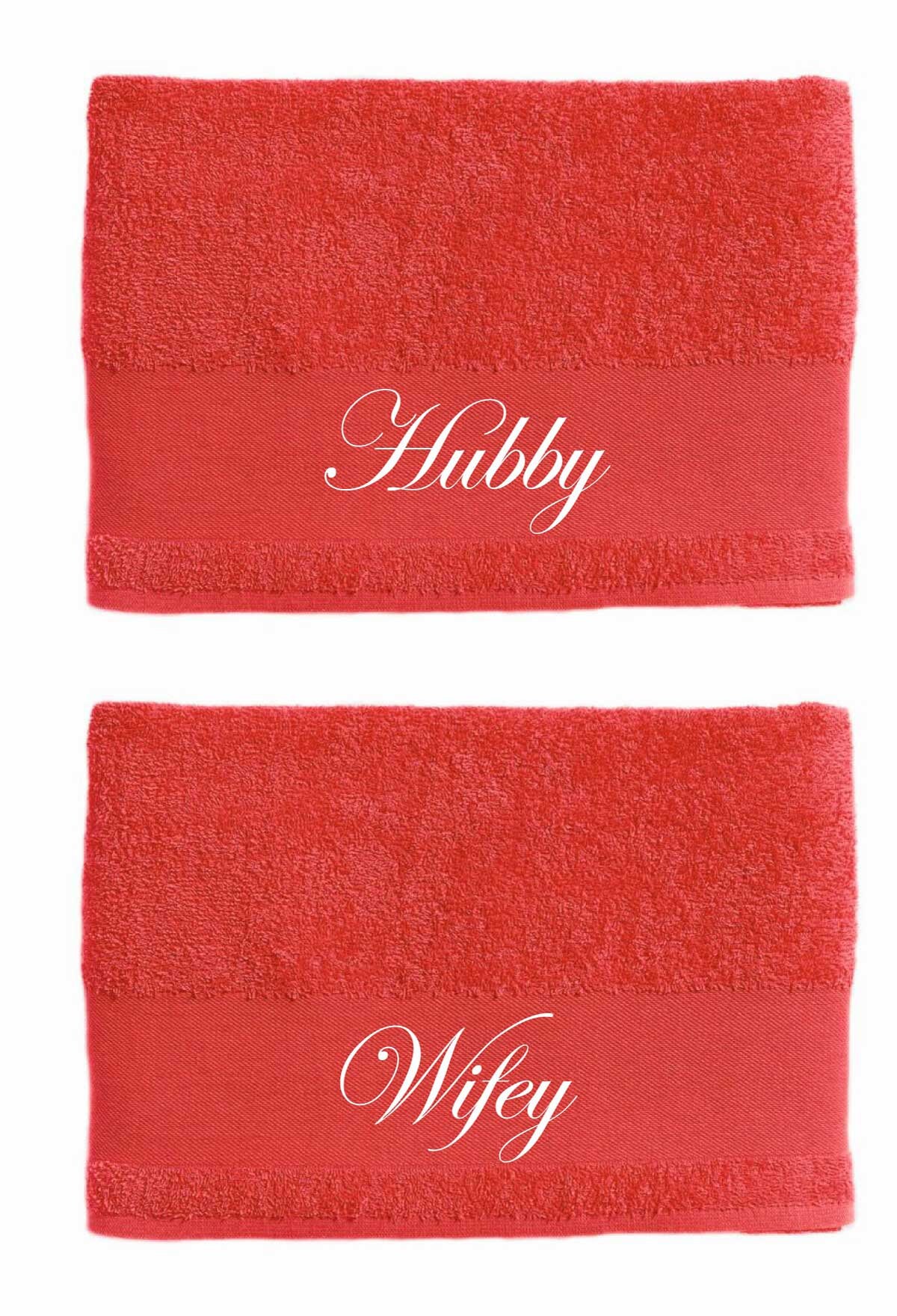 Couples Towel Set Hubby Wifey 50cm x 100cm Valentines Wedding Etsy