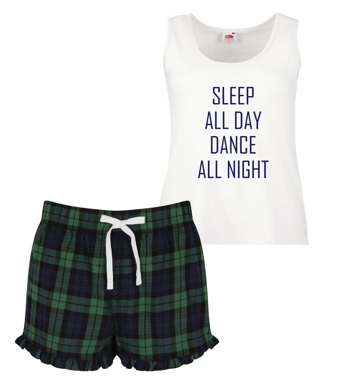 Teenager Pj's Pyjamas Sleep All Day Dance All Night Tartan - Etsy Canada