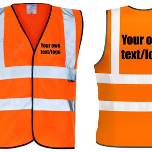 Hi Viz Vest Personalised Your Own Text Front And Back Safety Vest Reflective Site Work Clothing Black Text Workwear