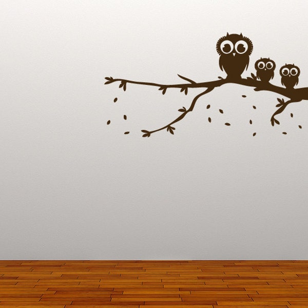 Owl Wall Decal Owls On A Branch Wall Decal Living Room Kitchen Bedroom Salon Shop Wall Sticker