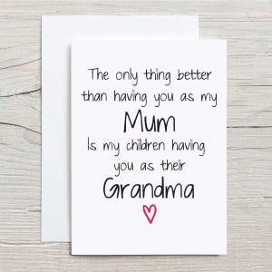 Carte de fête des mères pour grand-mère et maman - voeux d'anniversaire sincères pour les enfants - message attentionné beau design