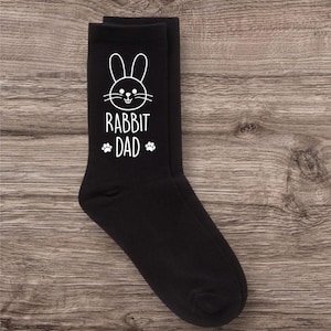 Men’s Rabbit Dad Socks Black – Cute Novelty Bunny Socks for Fathers Day Gift, Funny Rabbit gift for Men