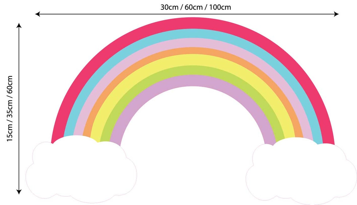 Pastel Colours Rainbow and Clouds Decal Wall Sticker Nursery Baby Room ...