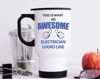Mug - Awesome Electrician Metal Travel Mug | Perfect Gift for Electricians & Tradesmen