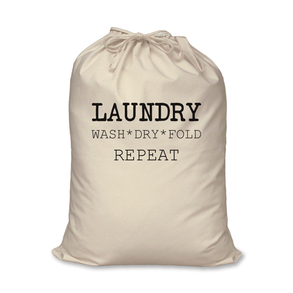 Laundry Bag Wash Dry Fold Repeat 100 Natural Cotton Available Etsy