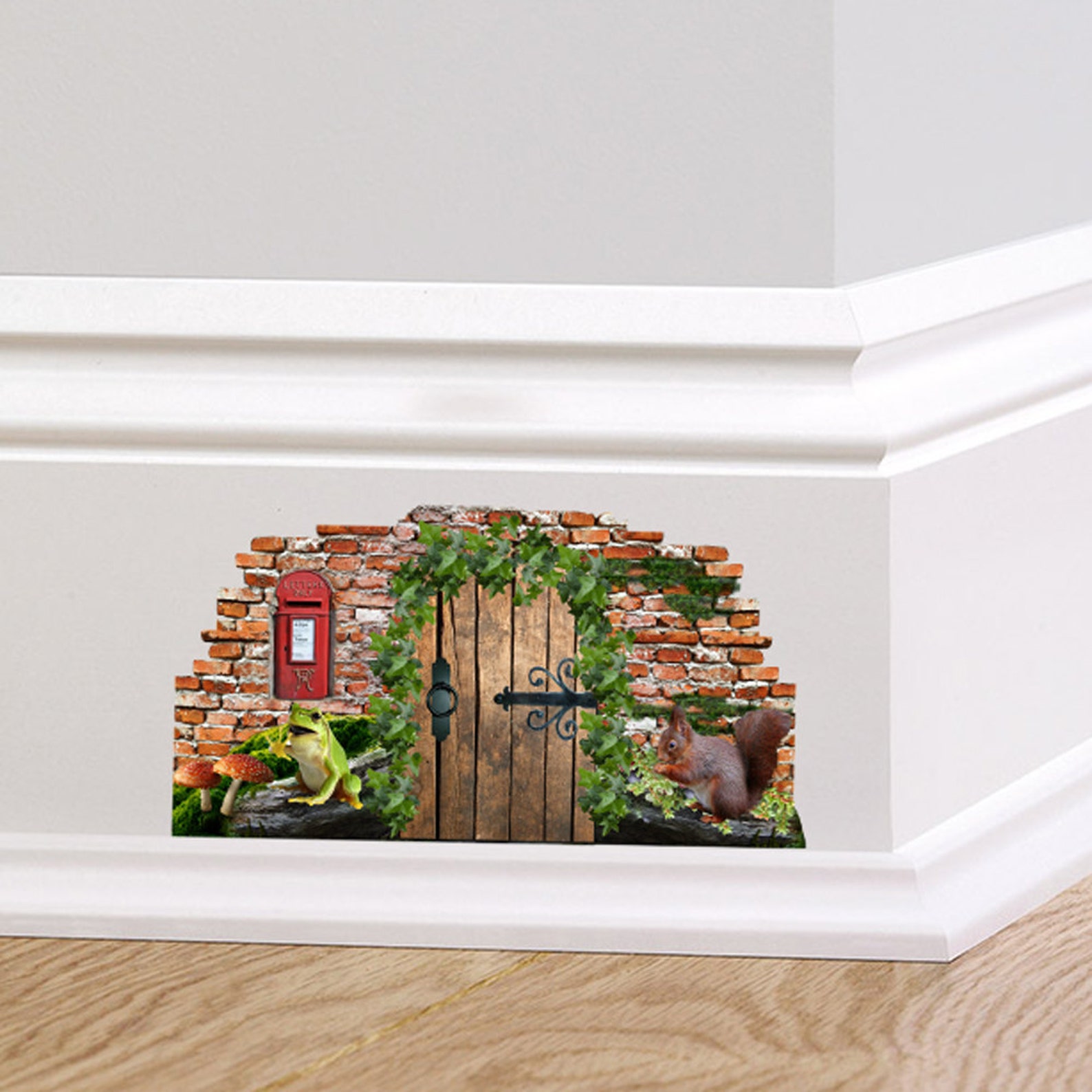 Woodland Fairy Cottage Door Wall Decal Sticker Mural Skirting Board ...