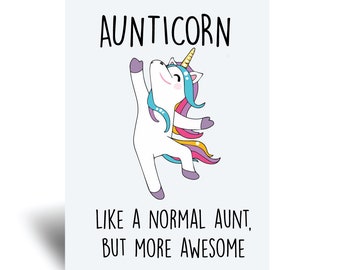 Aunticorn Aunt Card Auntie Greeting Birthday Card Aunt Aunty Mothers Day