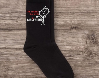 Mens I'd Rather Be With My Girlfriend Socks Valentines Day Birthday Christmas Present For Him