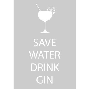 Grey Gin Tea Towel Save Water Drink Gin Friend Mum Gift Kitchen Decor Printed Tea Towel
