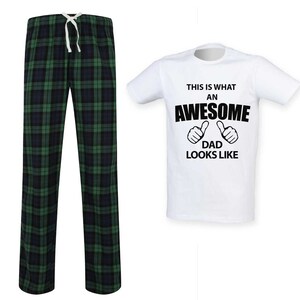 Dad Tartan Pajamas Awesome Dad PJ&#39;s Pyjamas Long Tartan