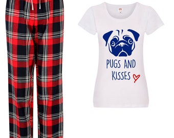 Pug PJ s Pugs Kisses Pyjamas Tartan Pajamas Christmas Gift