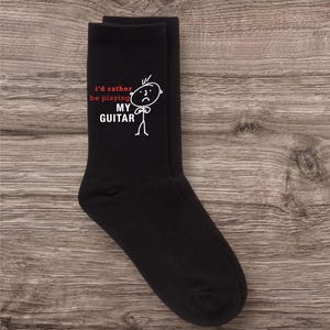 Calcetines de guitarra para hombre "Prefiero estar tocando mi guitarra", calcetín negro, regalo para amantes de la música y músicos de bandas, regalo para él