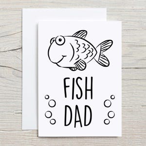 Carte de voeux d'anniversaire de papa de poisson pour la fête des pères - pêche drôle, cadeau d'amant de pêche, fait main pour papa