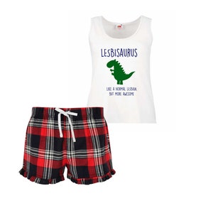 Ladies Lesbian Dinosaur Pyjamas Lesbisaurus Like A Normal Lesbian But More Awesome Pyjamas shorts