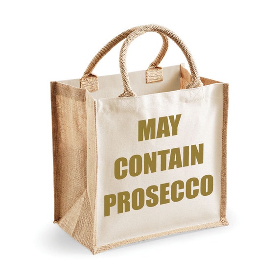Prosecco Bag Shopping Bag May Contain Prosecco Medium Natural Jute Bag Gold Text Reusable Black Shopper Etsy Australia
