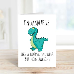 Engasaurus Engineer Dinosaur Birthday Card: Father's Day Greeting