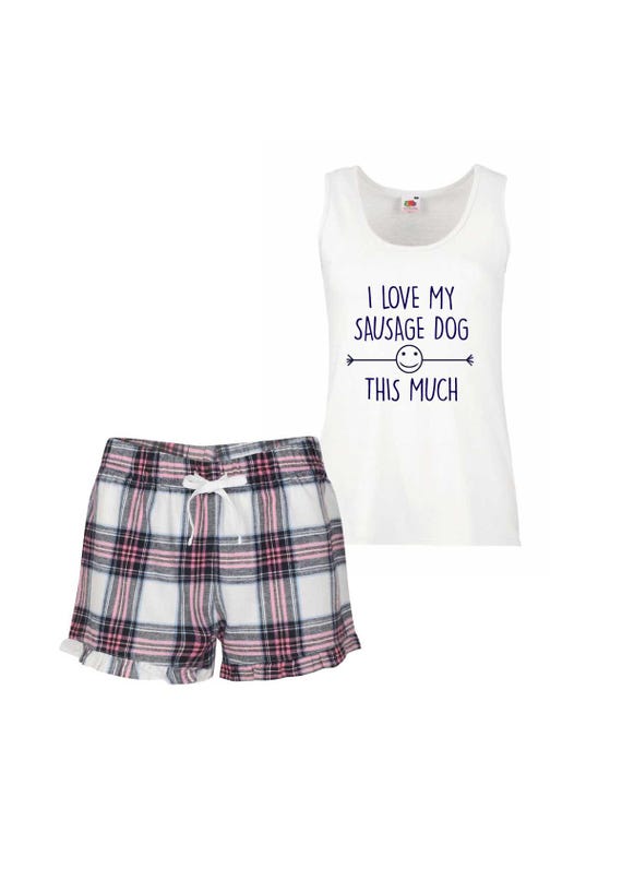 Sausage Dog Ladies T Shirt And Shorts Pyjamas Ladies Sausage