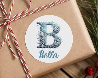 Christmas Name Labels Christmas Tags Stickers Gift Labels Santa stickers Present wrapping Personalised Stickers - Winter Wonderland 4.5cm