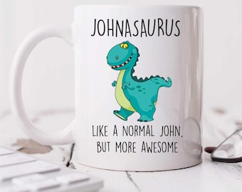 Tasse - Personalisierter Dinosaurier Name Fantastisches Geschenk für Geburtstag & Weihnachten, Individuelle Kaffeetasse, Einzigartiges Andenken