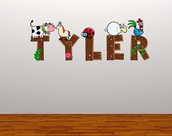 Personalised Wall Decal Farm Name Kids Animals Wall Sticker Kids Bedroom