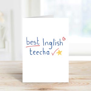 Carte de professeur Meilleur professeur d'anglais Voeux d'anglais drôles Carte d'anniversaire Ami merci professeur