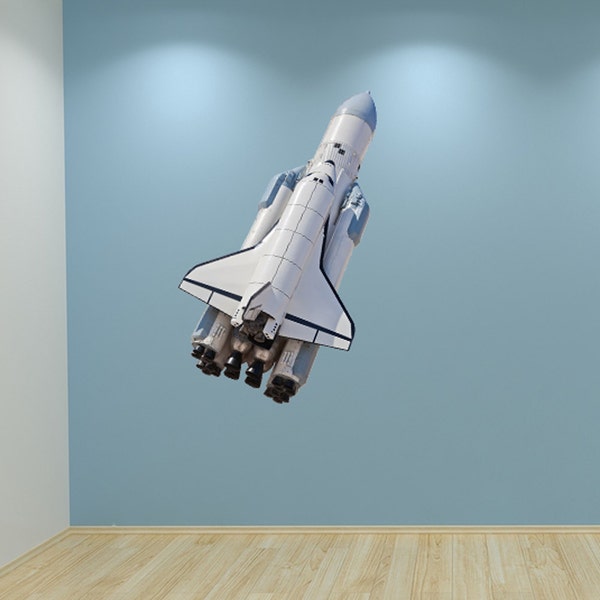 Wall Decal Space Shuttle Rocket Full Colour Space Theme Scienece Boys Bedroom Sticker Out Of Space Kids Bedroom Galaxy