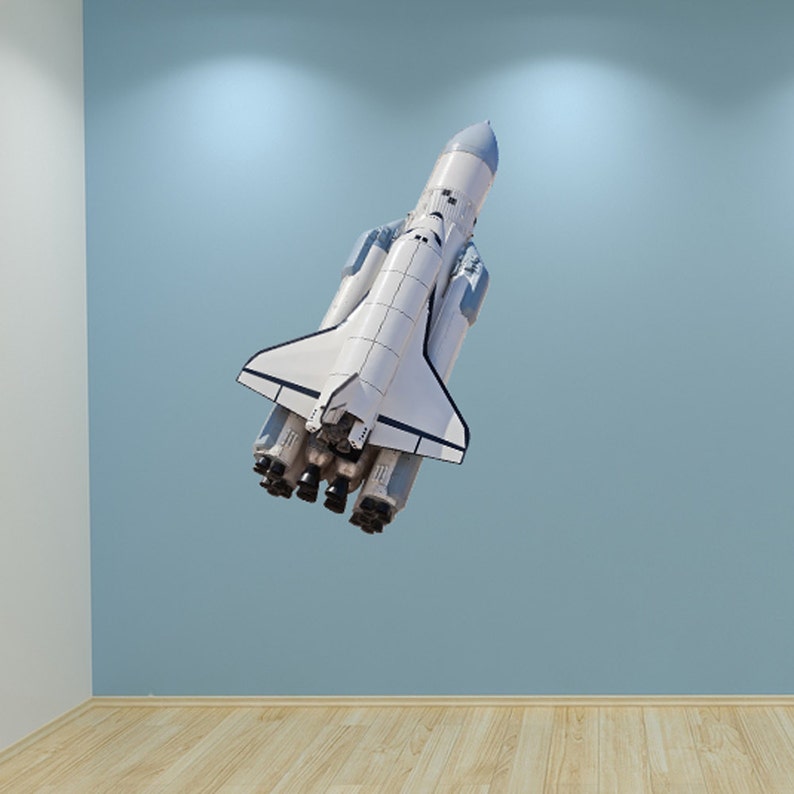 Wall Decal Space Shuttle Rocket Full Colour Theme Scienece Boys Bedroom Sticker Out Of Kids Galaxy