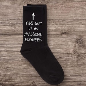 Men’s This Guy Is An Awesome Engineer Gift – Funny Work Socks for Engineers, Comfortable Cotton Black Socks