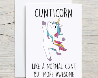 Cunticorn Card, 280gsm A6 Rude Birthday Design for Adult Humor