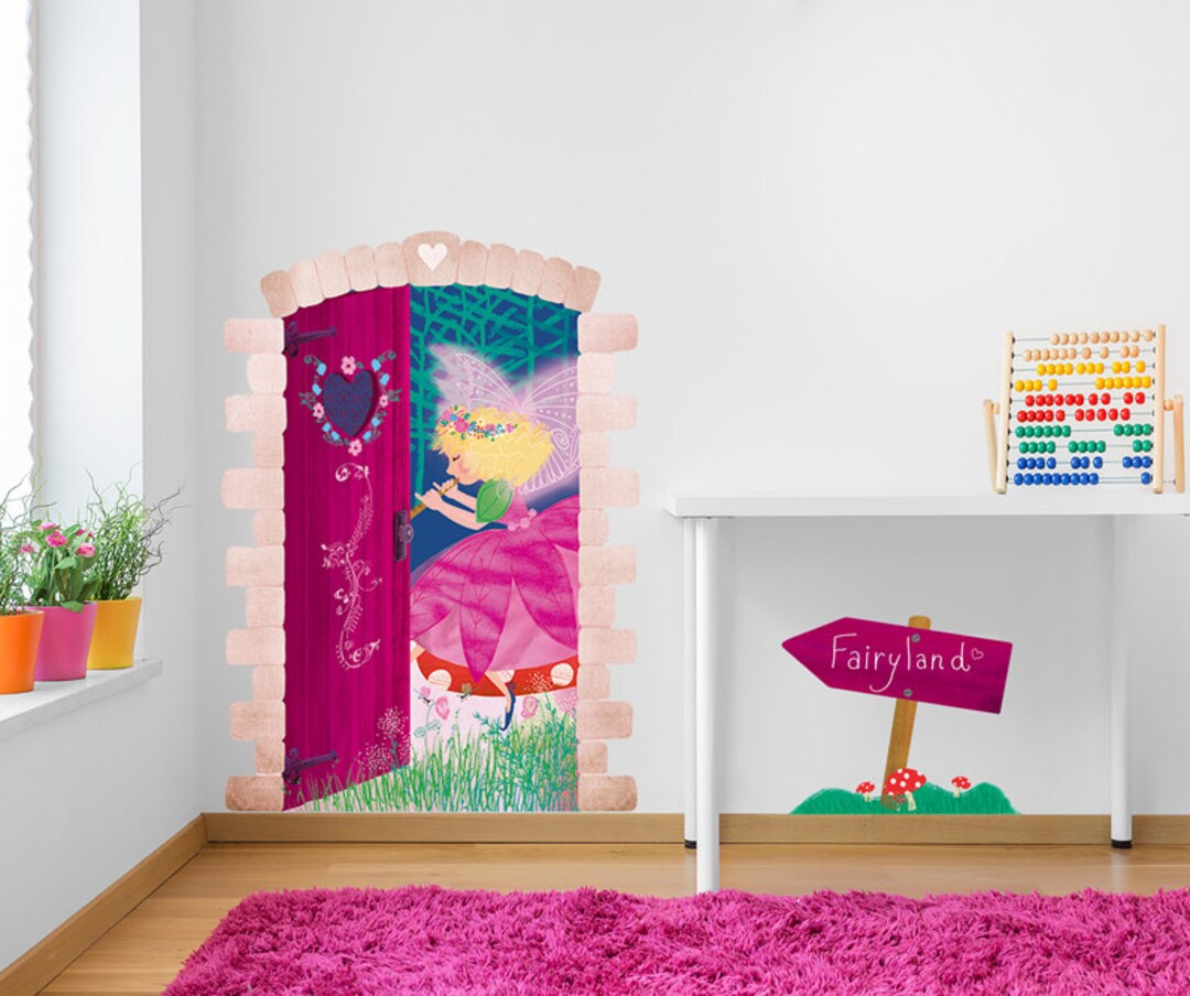 Fairy Land Door Decal Wall Sticker Ilustrated Girls Bedroom Wall ...