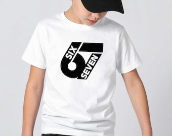 Camiseta gráfica 67 para niños / Diseño de meme Six Seven / Ropa de calle de moda para gamers y adolescentes / Camiseta de videojuegos para niños