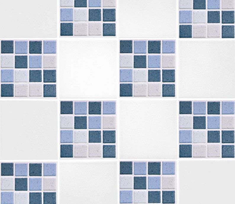 Blue Mosaic Tile Transfers 4 X 4 Printed Etsy UK