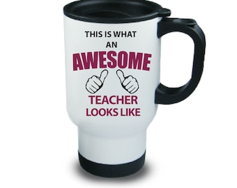 Awesome Teacher Travel Mug Present Gift Metal Mug School Leavers Favourite Teacher