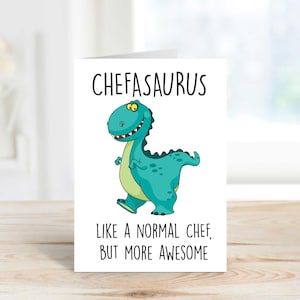 Chef Dinosaur Card Chefasaurus Greeting Birthday Card Fathers Day