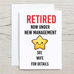 Carte de retraite de mari - Carte drôle d'une femme à la retraite d'un nouveau collègue de direction qui prend sa retraite