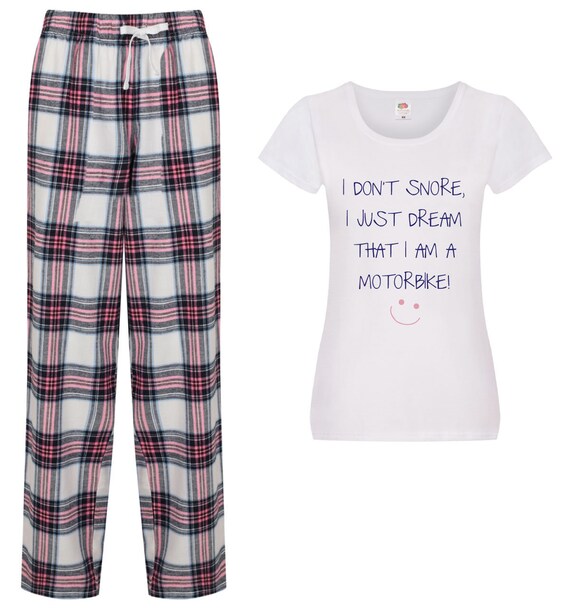 Herren Pyjama Set 'Ich Schnarche Nicht...' – Schottenkaro, Witziges Motto, Größen XS-XXL