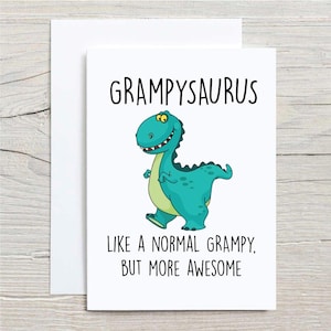 Carte Dinosaure Grampy, Carte De Voeux D'anniversaire Grampysaurus Pour Fête Des Pères Grands-parents