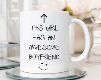 Mug - This Girl Has An Awesome Boyfriend Ceramic Novelty Birthday Gift, Valentine's Day Cup, Cute Girlfriend Present